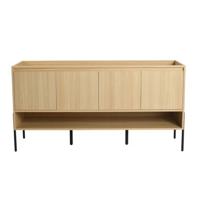 60" Freestanding Bathroom Cabinetry - Engineered Wood 4 Soft-Close Doors Modern Oak Vanity Unit Cabinet Decor Colored Storage Furniture | Wayfair North America
