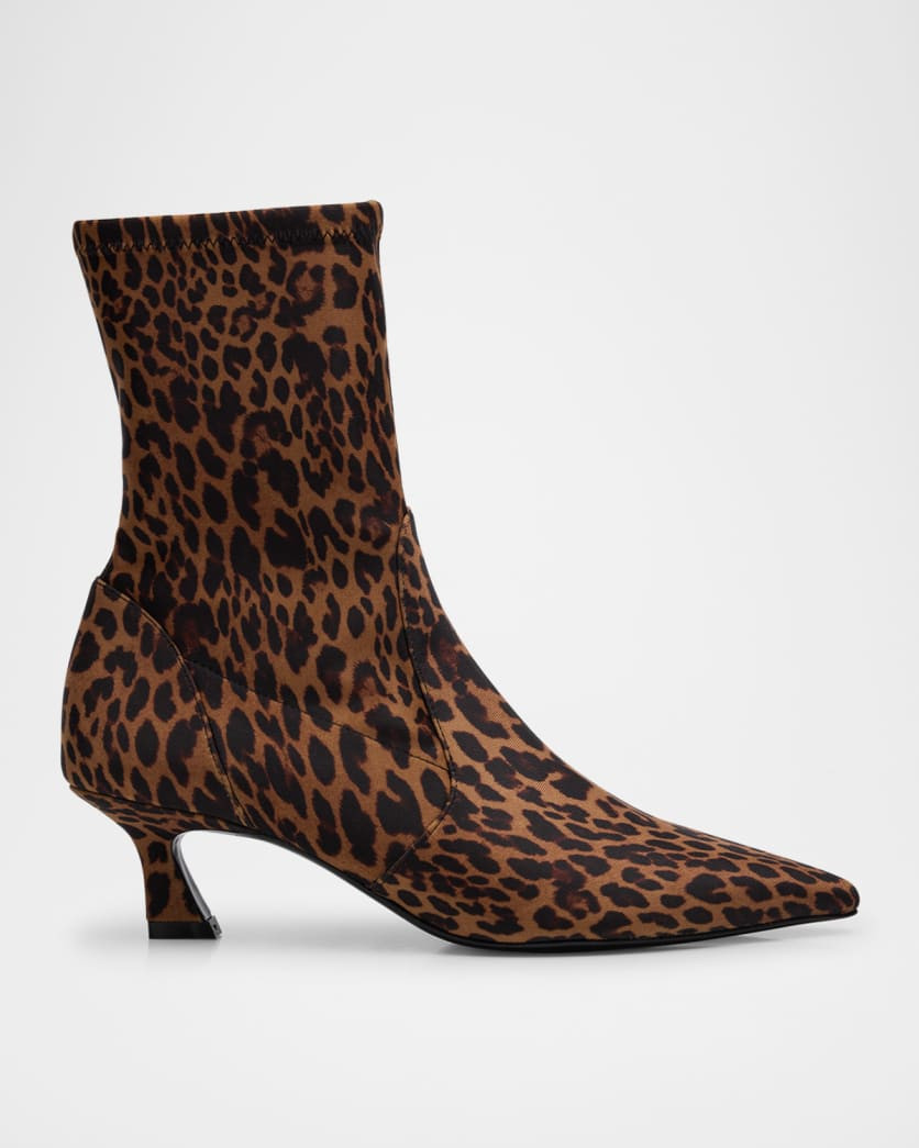 50mm Vinnie Leopard Stretch Booties | Neiman Marcus