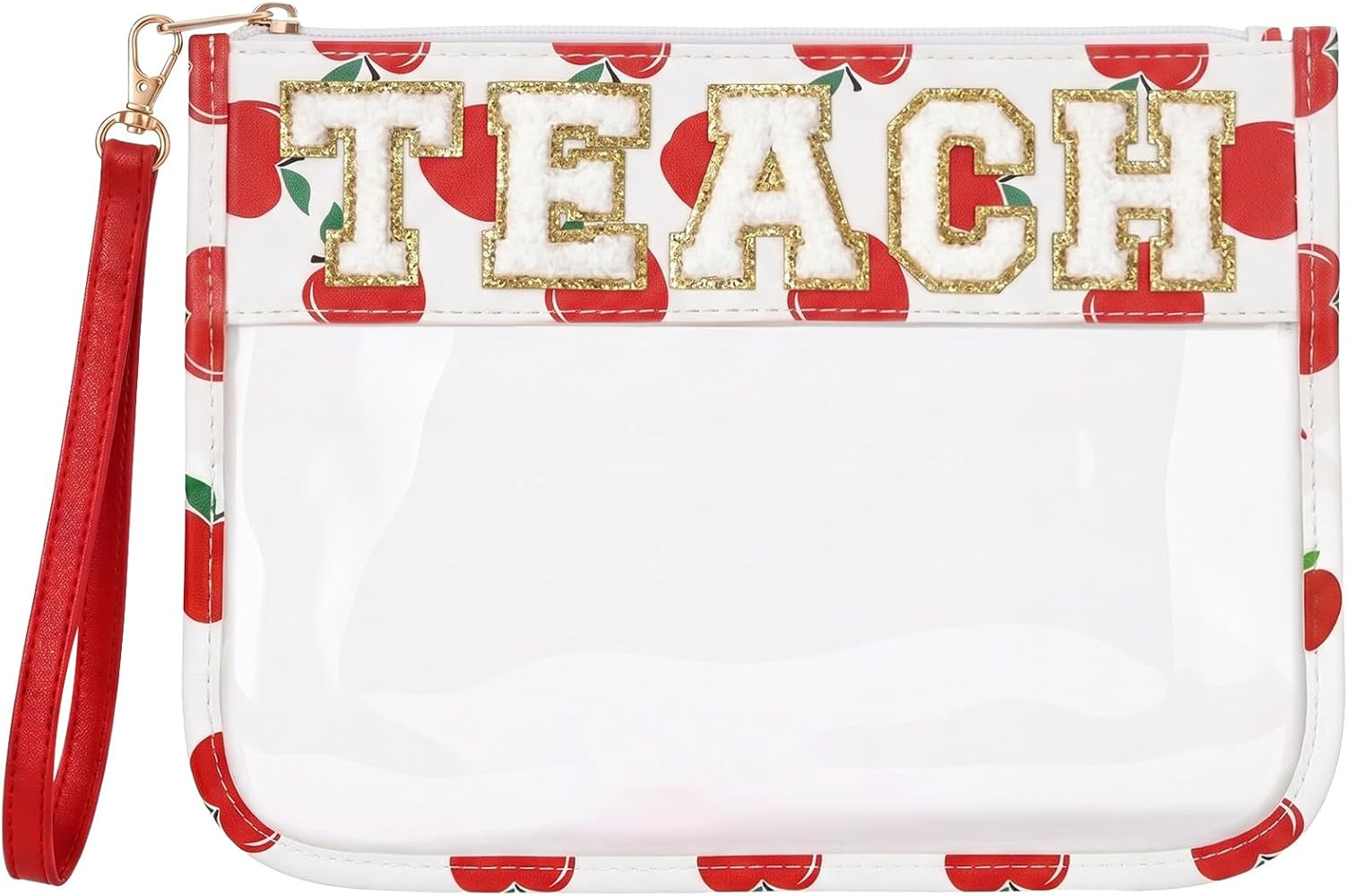 TEACH Chenille Letter Clear Makeup Bag Pouch, Back to School Gifts for Teacher, PVC Clear Zipper ... | Amazon (US)