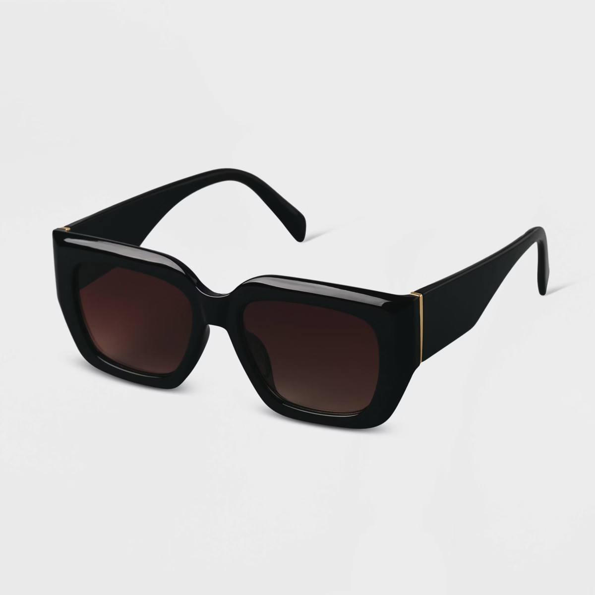 Women's Plastic Angular Square Sunglasses - A New Day™ Black | Target