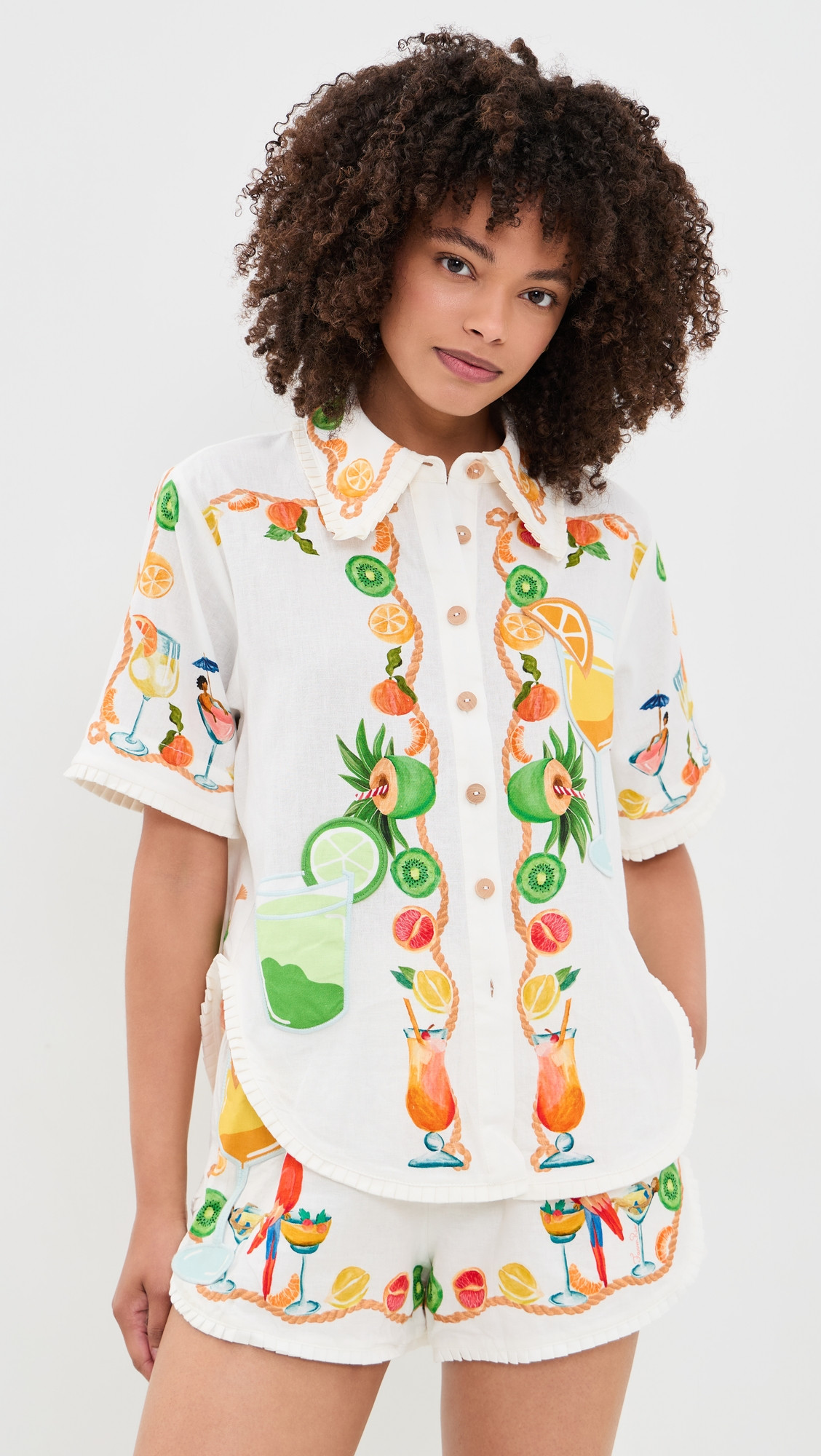 FARM Rio Biricutico Scarf Off-White Short Sleeve Shirt Biricutico Scarf Off-White XXS | Shopbop