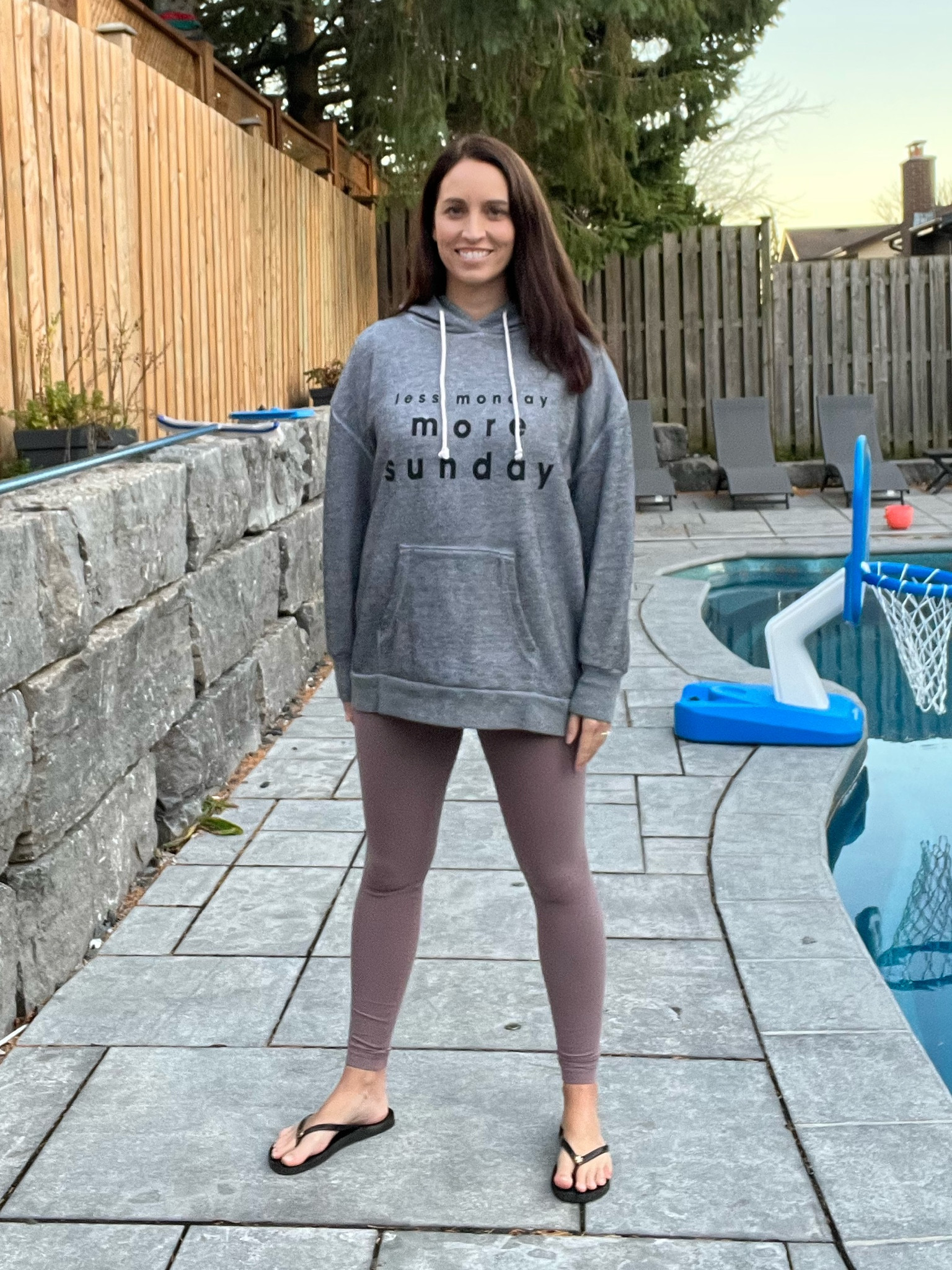 On Sundays at home, I love to wear a sweatshirt and leggings.  These Align leggings are always available from Lululemon and I’ve linked to the exact leggings in currently available colours (the colour I am wearing is not currently available).  I have also linked other very similar Lululemon leggings and similar sweatshirts from the same brand that I am wearing (Wildfox).

#LTKstyletip #LTKFind #LTKfit