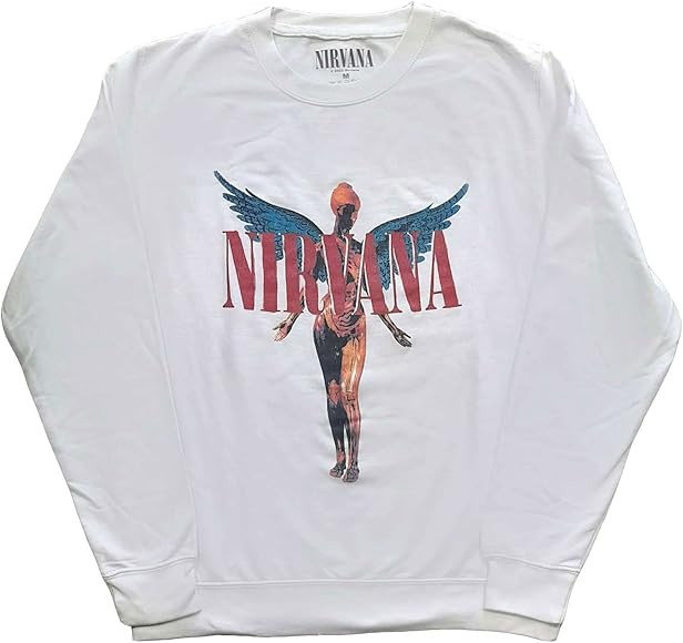Nirvana Sweatshirt In Utero Angelic Band Logo Official Unisex White Size S | Amazon (US)