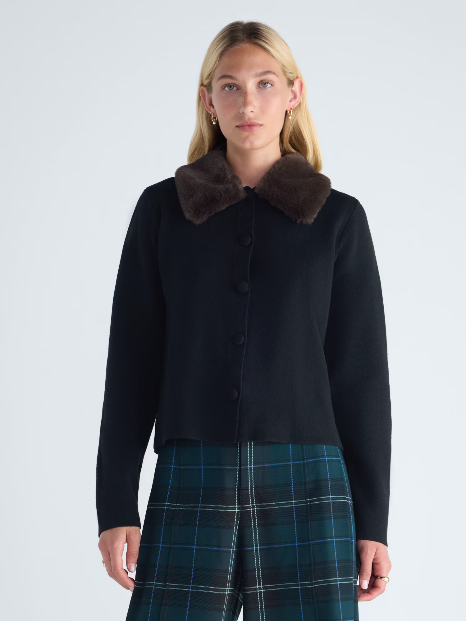 Free Assembly Women’s and Women's Plus Cardigan Sweater with Faux Fur Collar, Midweight, XS-4X | Walmart (US)