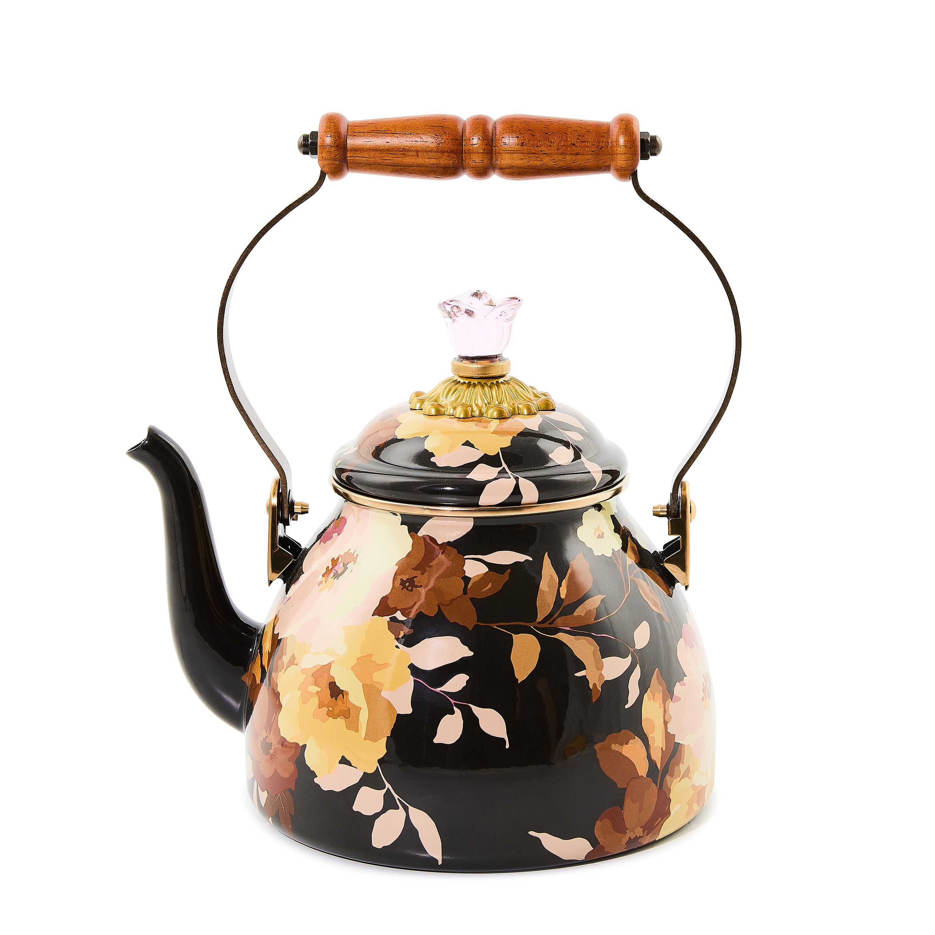 MacKenzie-Childs Wild Rose Brown 2 Quart Tea Kettle | MacKenzie-Childs