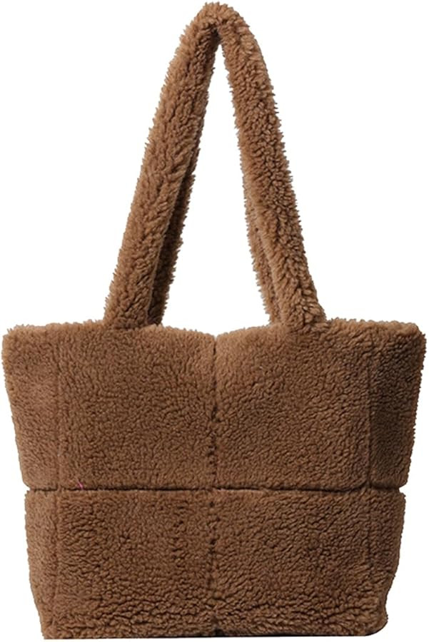 Lamb Wool Handbag for Women Soft Plush Shoulder Bag Fluffy Tote Bag Furry Top Handle Bag Cute Fuz... | Amazon (US)