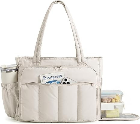 BAGSMART Tote Bag for Women, Teacher Tote with Insulated Compartment, Large Puffer Work Tote Hand... | Amazon (US)