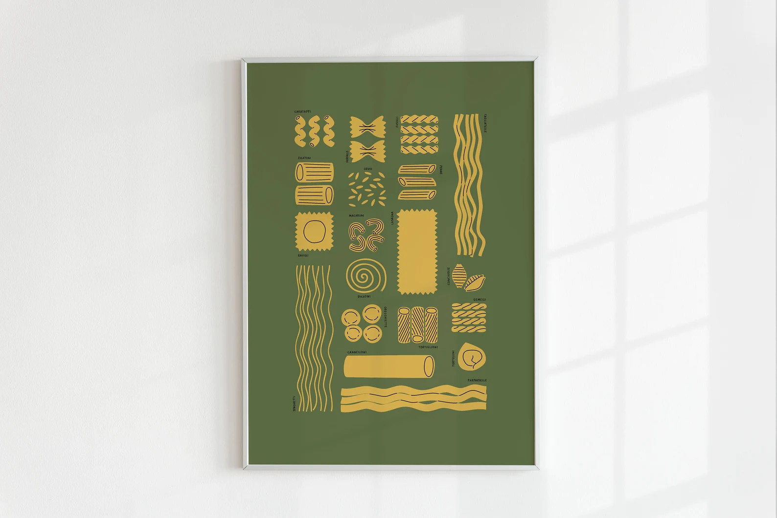 Pasta Shapes Illustration Art Print, Italian Kitchen Wall Decor - Etsy | Etsy (US)
