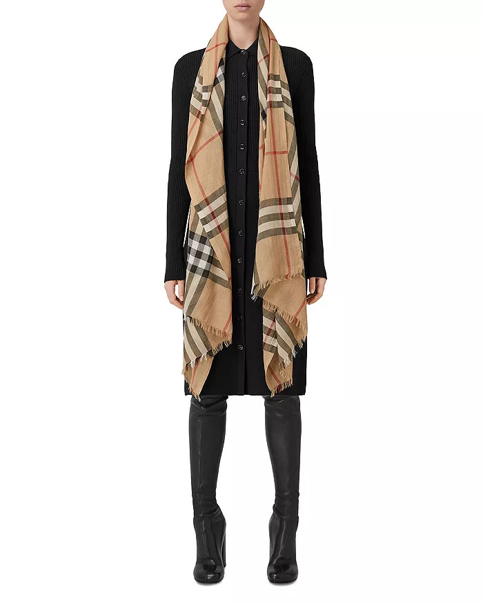 Lightweight Check Wool Silk Scarf | Bloomingdale's (US)