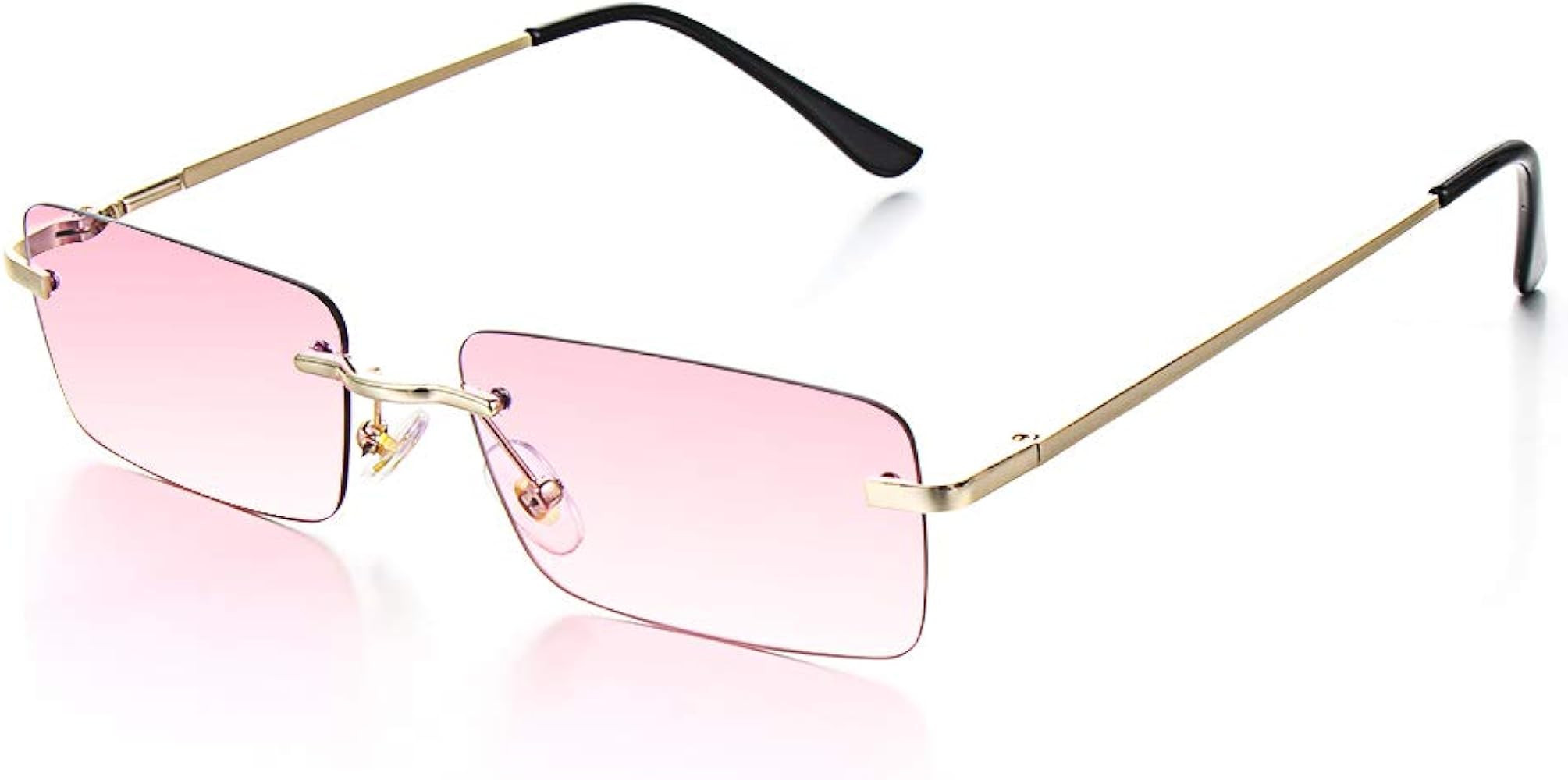 genenic Rimless Rectangle Sunglasses Trendy Sun Glasses for Women Men Party Glasses Candy Color O... | Amazon (US)