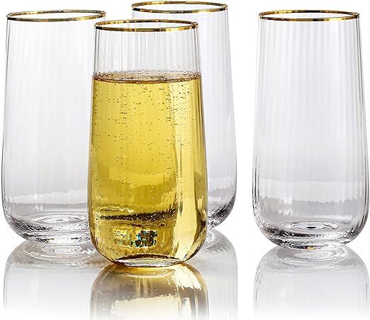 Lysenn Stemless Champagne Flutes Set of 4 - Premium Hand Blown Champagne Glasses for Bubbly Wine ... | Amazon (US)