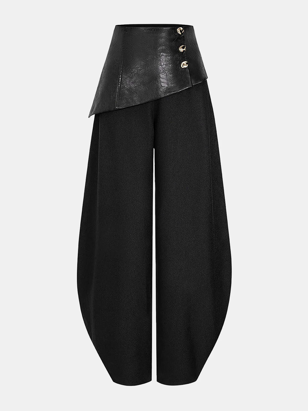 Faux Leather Panel Lantern Pants | Commense