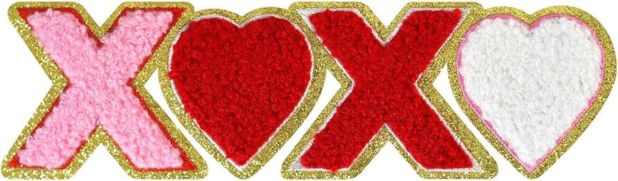 Sequin Heart Iron On Patches Hugs and Kisses Patches Pink Red Chenille Patches Varsity Letter Pat... | Amazon (US)