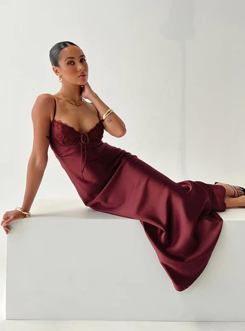 Fadyen Bias Cut Maxi Dress Burgundy | Princess Polly US