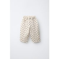 Zara - Polka Dot Barrel Twill Pants - Ecru - 5 Years (43,3 Inches) - Kids | Zara US