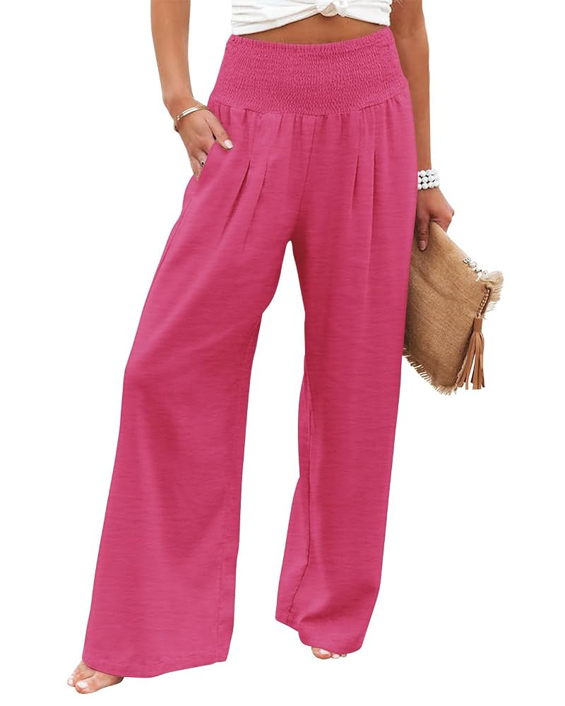Angerella Womens Elastic High Waisted Palazzo Pants Casual Wide Leg Long Lounge Pant Trousers wit... | Amazon (US)