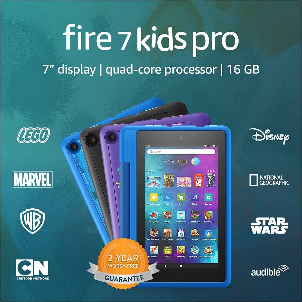 Fire 7 Kids Pro tablet, 7" display, ages 6+, 16 GB, Intergalactic | Amazon (US)