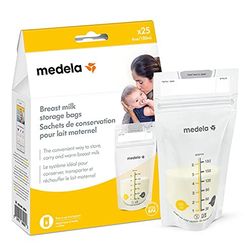Medela Breastmilk Storage Bags, Ready to Use Breast Milk Storing Bags for Breastfeeding, Self Standing Bag, Space Saving Flat Profile, 25 Count (Pack of 1) | Amazon (US)