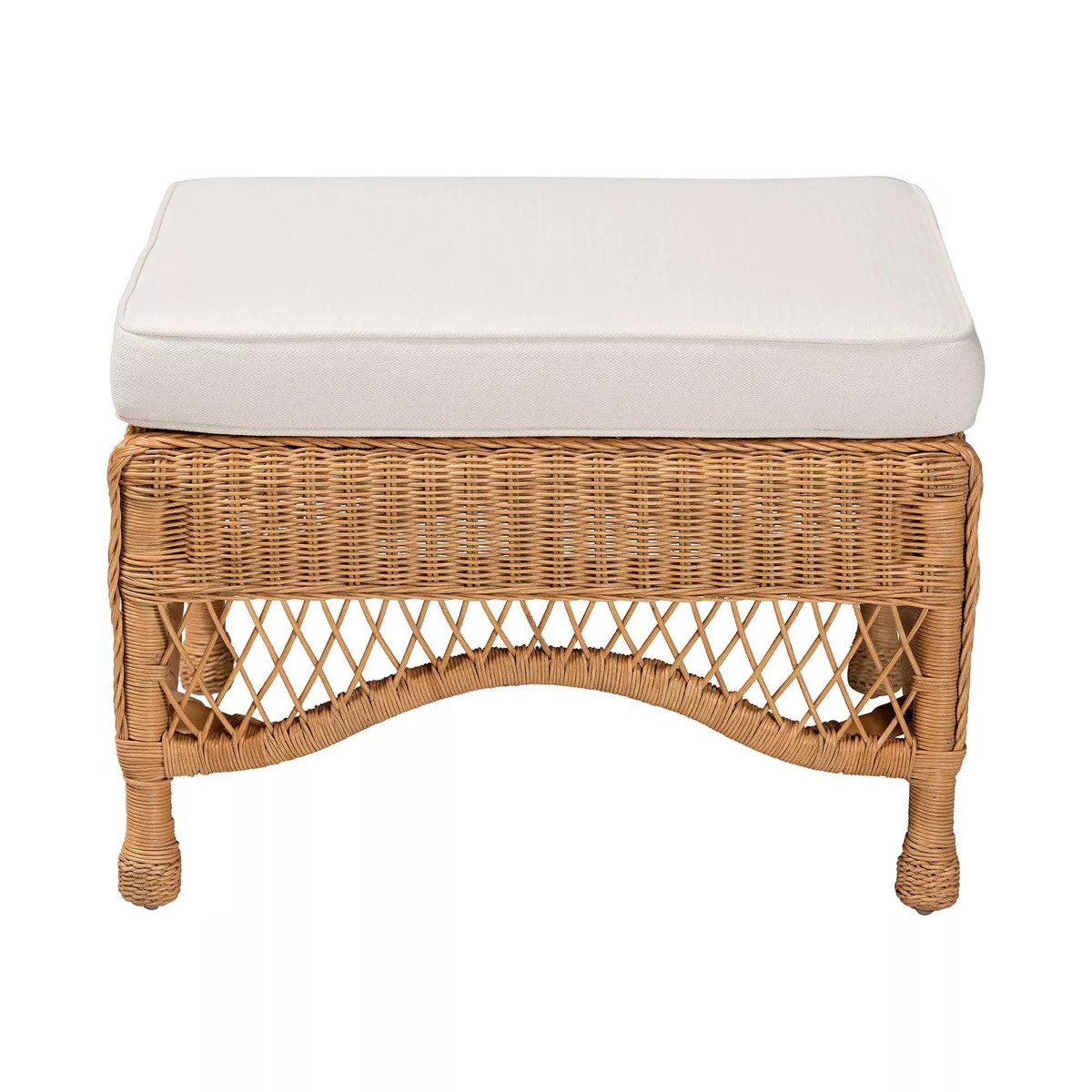 bali & pari Brooklyn Braided Rattan Ottoman Stool Light Honey | Target