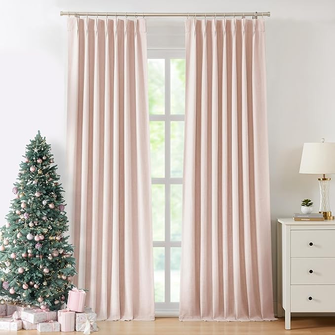 WEST LAKE Pink Bailey Pinch Pleat Full Blackout Curtains 102 Inches with Liners,Modern Textured D... | Amazon (US)