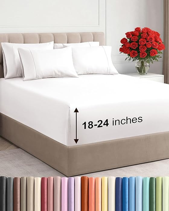 Extra Deep Queen Sheet Set - 6 Piece Breathable and Cooling Sheets - Hotel Luxury Bedding for Wom... | Amazon (US)