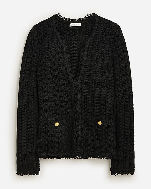 Textured cable-knit lady jacket with fringe | J. Crew US