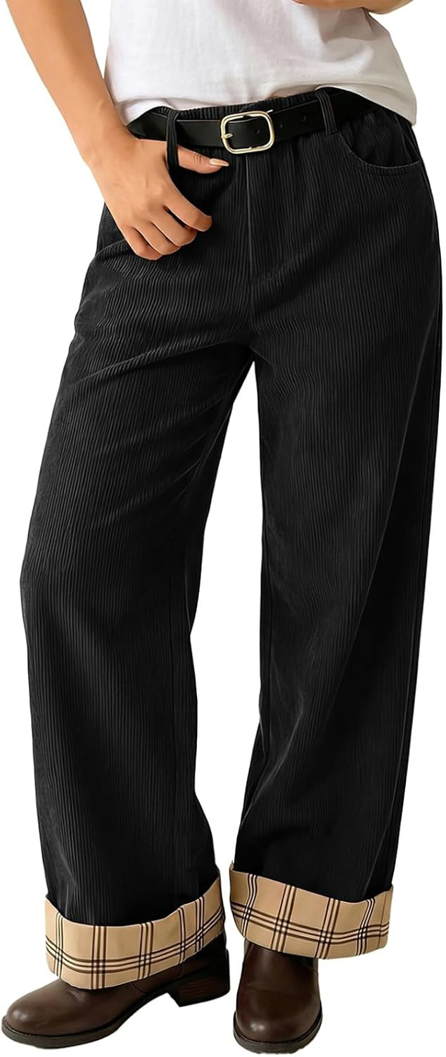 Dokotoo Women's Corduroy Wide Leg Fall Casual Palazzo Pants with Pockets | Amazon (US)