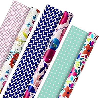Hallmark All Occasion Reversible Wrapping Paper (Feminine Florals, Pack of 3, 120 sq. ft. ttl.) f... | Amazon (US)