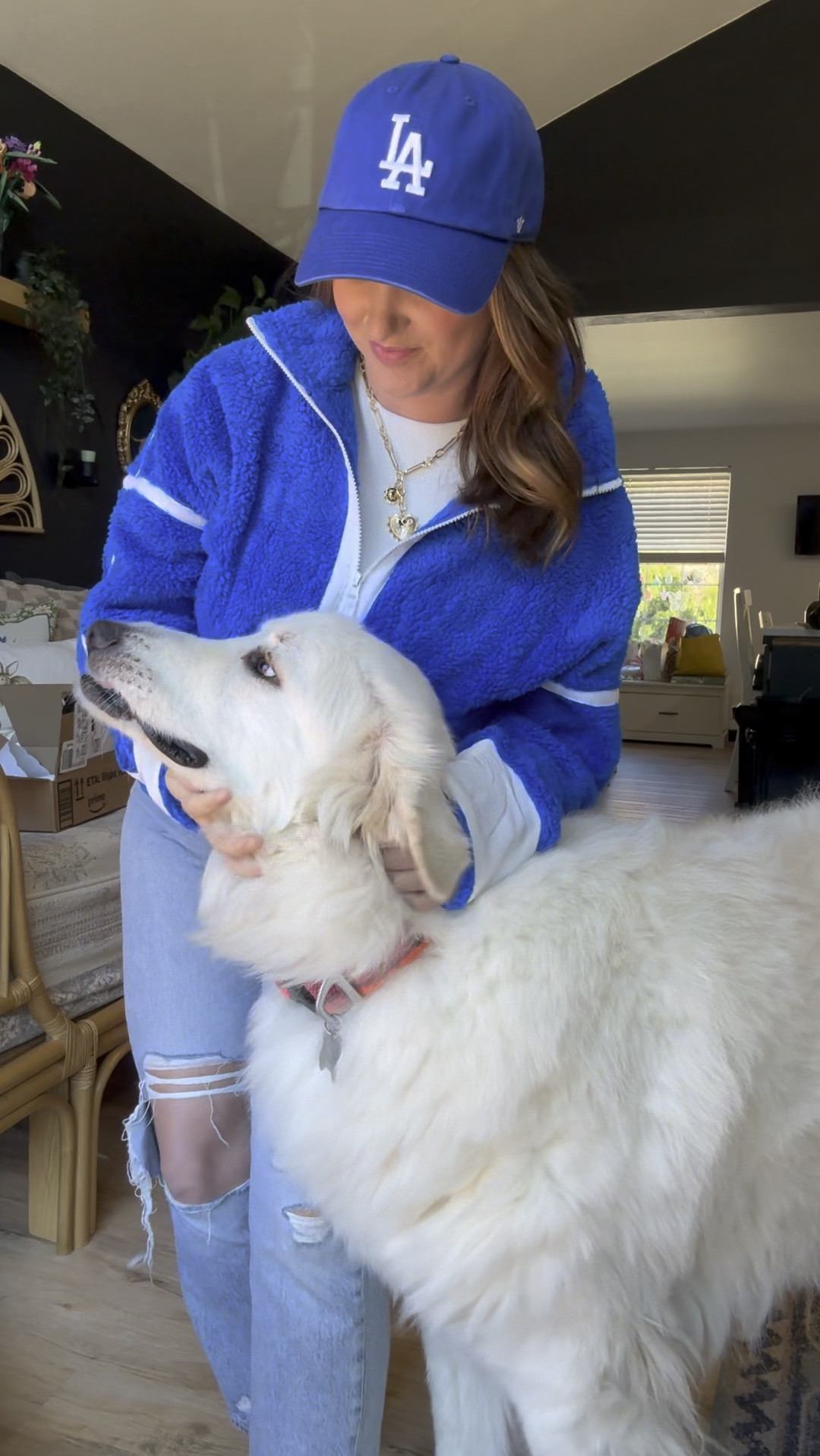 Just don’t tell my husband I’m wearing a dodgers hat, we’re cubbies fans - but it matches the outfit! I loved the bright blue. 

#LTKstyletip #LTKfindsunder50 #LTKmidsize