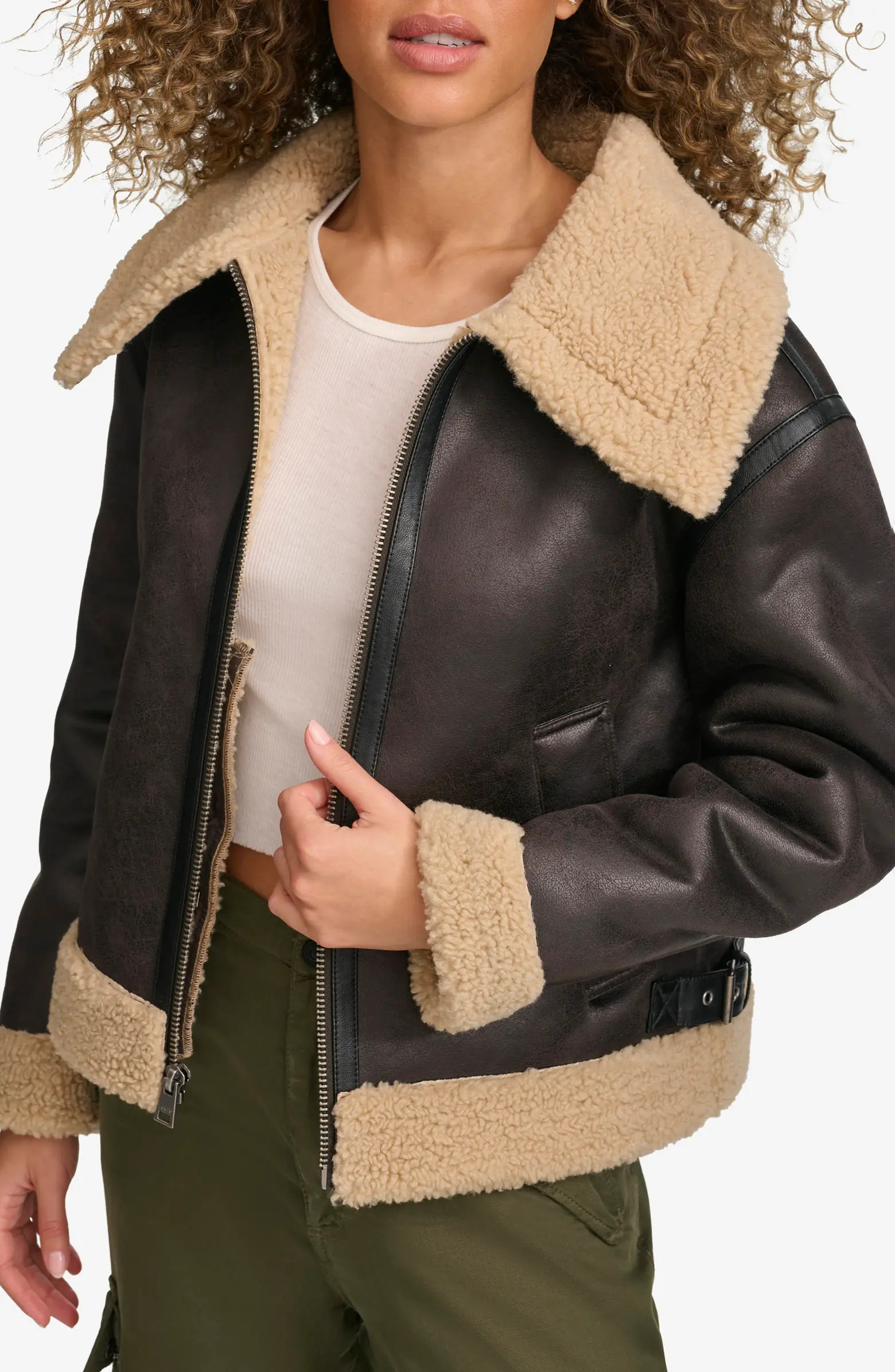 Faux Leather & Faux Shearling Bomber Jacket | Nordstrom