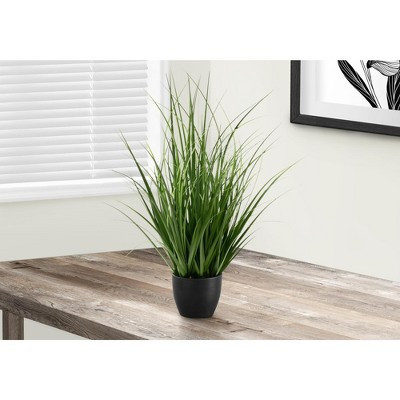Monarch Specialties Artificial Plant 23 inch Tall Grass Indoor Faux Fake Table Greenery Potted Real Touch Decorative Green Grass Black Pot | Target