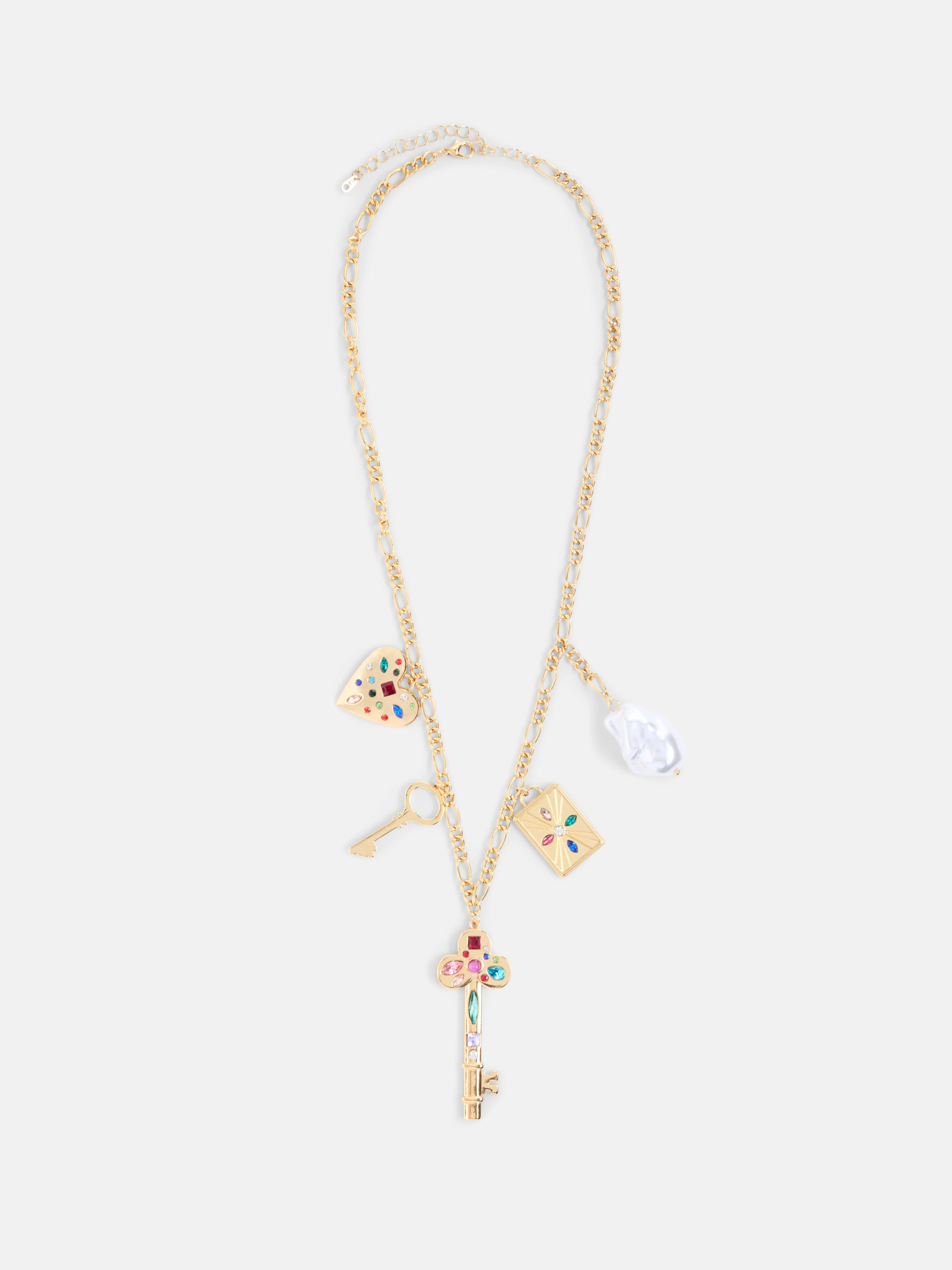 Free Assembly Women's Gold Tone Charm Necklace, 22" + 3" Extender | Walmart (US)