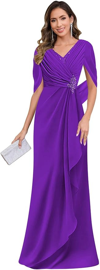 SOLODISH Chiffon Mother of The Bride Dresses Long A Line Formal Evening Party Gown | Amazon (US)