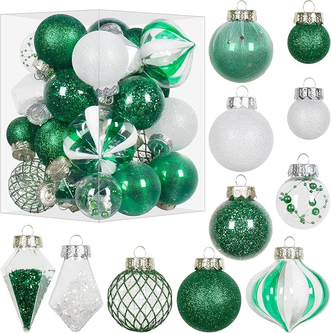 Christmas Ball Ornaments Set, 34PCS Clear Plastic Shatterproof Christmas Ornaments for Xmas Tree ... | Amazon (US)