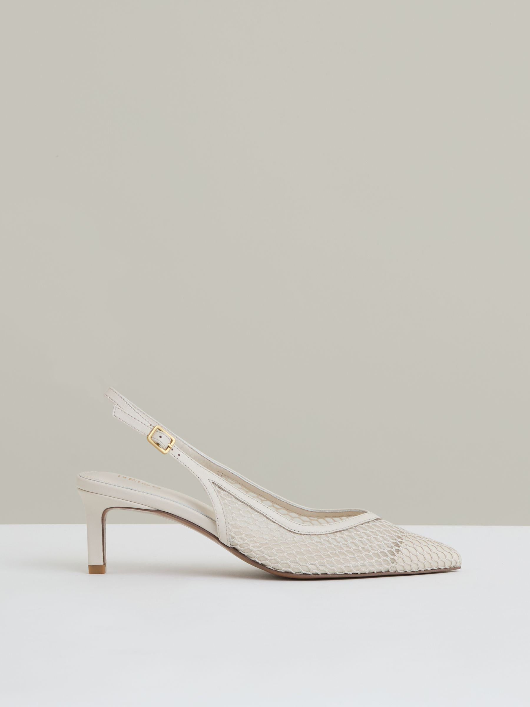 Reiss Mesh Slingback Heels in White - REISS | Reiss UK