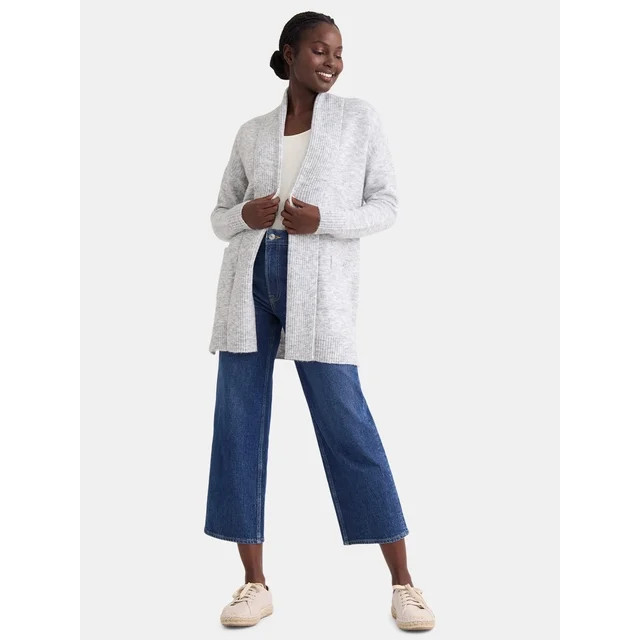 Time and Tru Women's Brushed Longline Cardigan Sweater, Midweight, Sizes XS-XXXL - Walmart.com | Walmart (US)