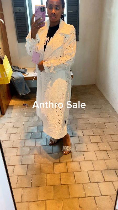This white eyelet trench coat is sooooo cute! It’s on sale now for around $60 and all sizes are available; XXS-XL! It’s a wonderful closet addition from Anthropologie! I had to have it. Wearing size S. 

#LTKVideo #LTKFindsUnder100 #LTKSaleAlert