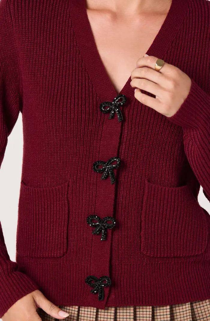 Crystal Embellished Bow Detail Cardigan | Nordstrom