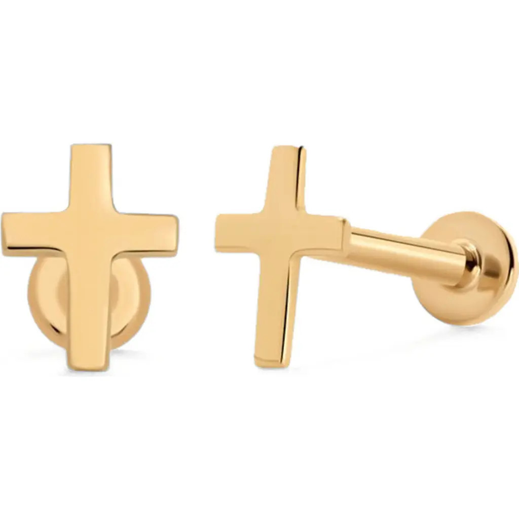 MADE BY MARY 14k Cross Stud Earring in 14K Solid Gold - Pair at Nordstrom | Nordstrom