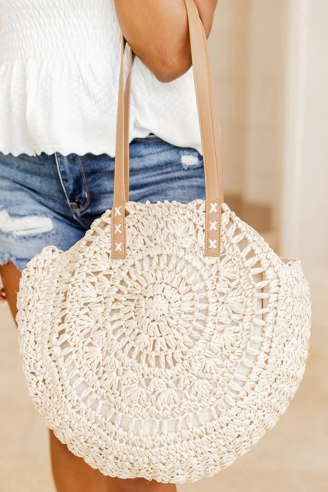 Lead The Way Beige Woven Circle Bag | Pink Lily