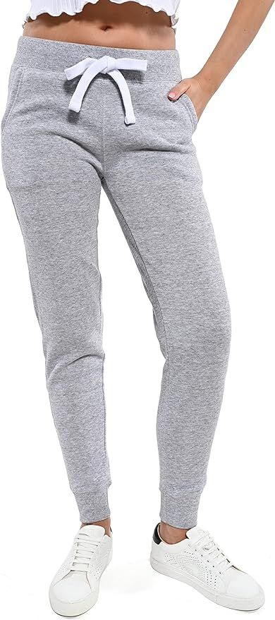 esstive Women's Ultra Soft Fleece Basic Lightweight Casual Active Workout Solid Jogger Sweatpants | Amazon (US)