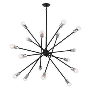 Armstrong 63 in. 16-Light Black Mid-Century Modern Sputnik Cluster Chandelier for Dining Room | The Home Depot