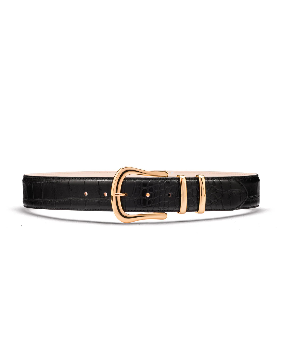 Marina black croc leather waist belt | Black & Brown London