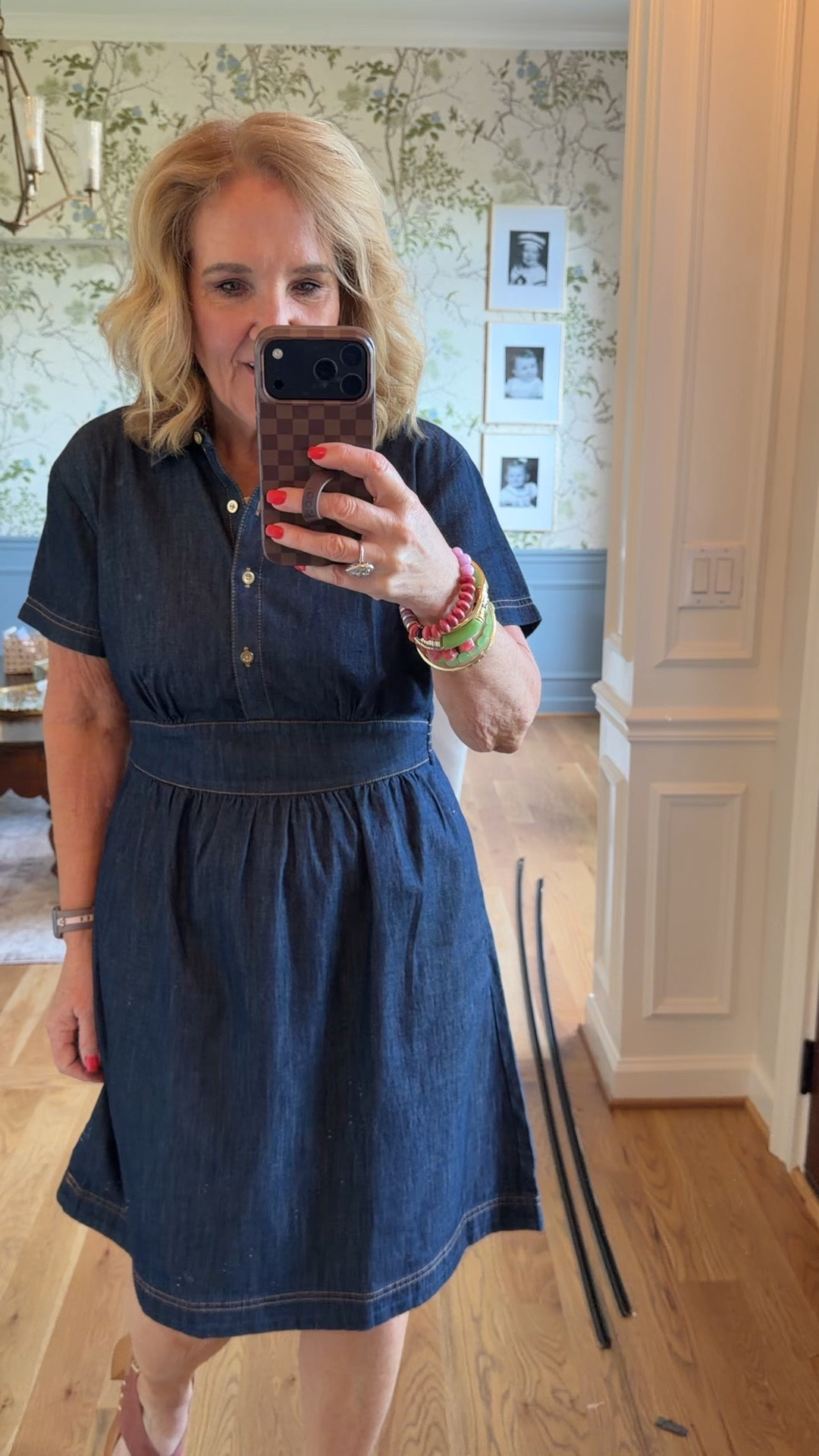 Denim dress size 8/m petite
Bracelet stack 30% off with code SUMMER

#LTKOver40 #LTKSaleAlert #LTKPetite