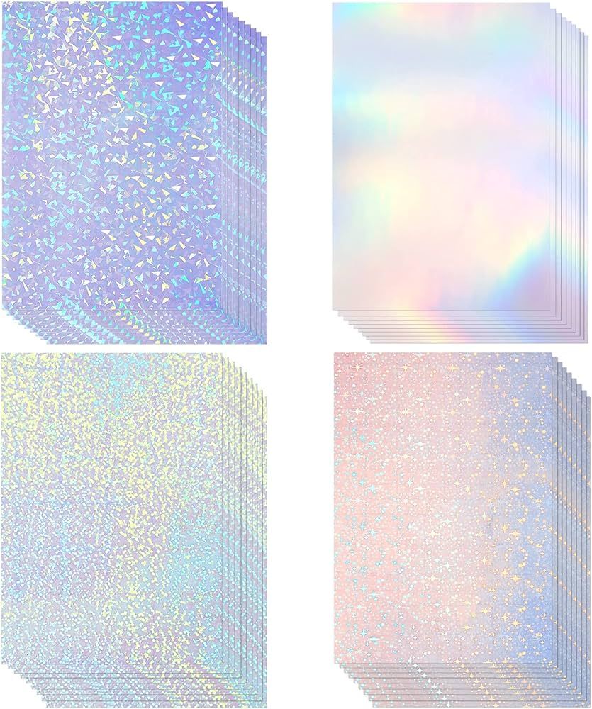 36 Sheets Self-Adhesive Paper Holographic Transparent Paper A4 Waterproof Self-Adhesive Transpare... | Amazon (US)