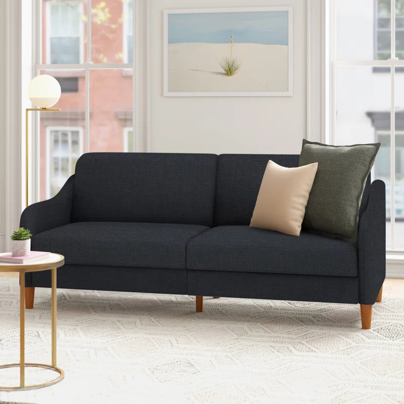 Aria 77" Round Arm Convertible Sofa | Wayfair North America
