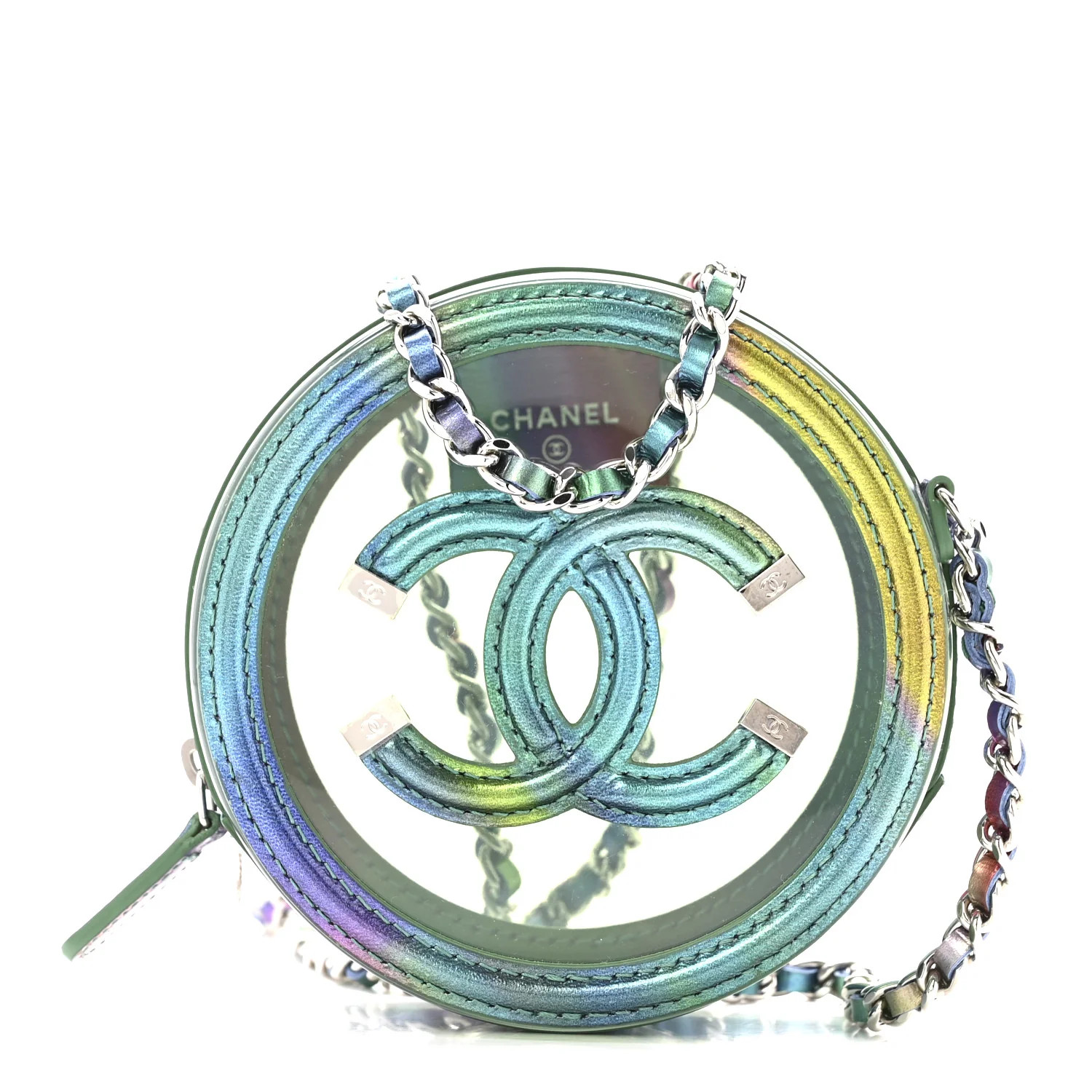 PVC Calfskin Lambskin Quilted Round Filigree Clutch With Chain Green | FASHIONPHILE (US)