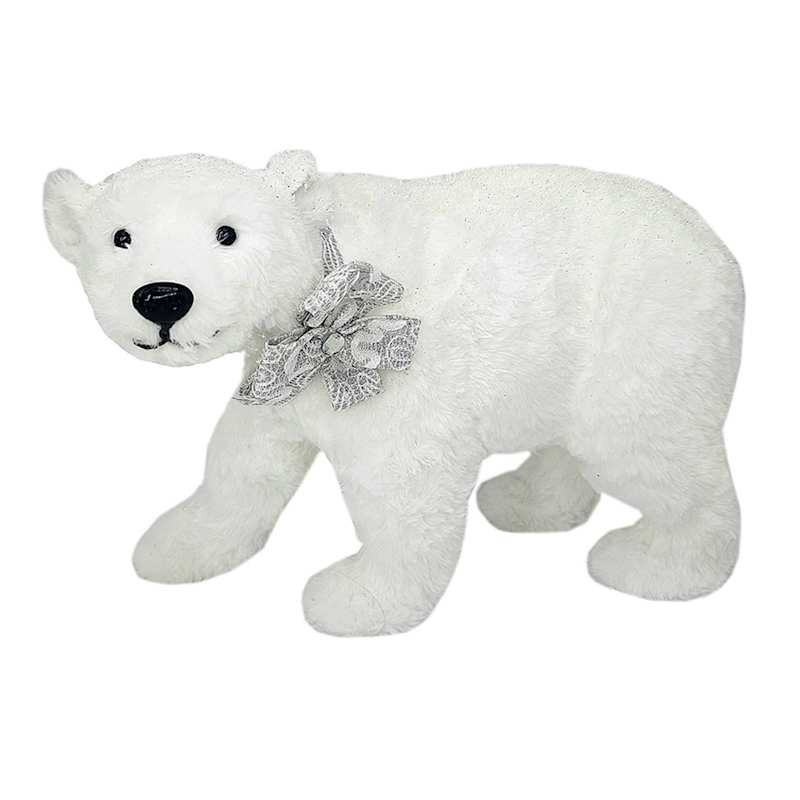 Silver Faux Fur Polar Bear, 10" | At Home