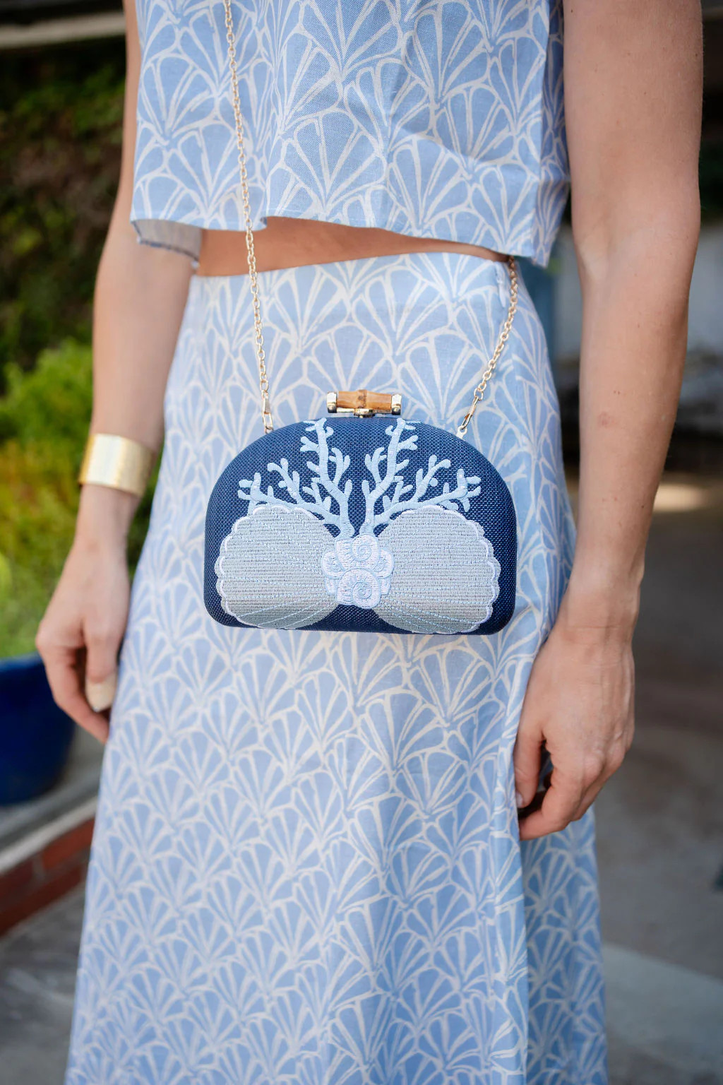 Coral and Shell Clutch- Embroidered | Lisi Lerch Inc