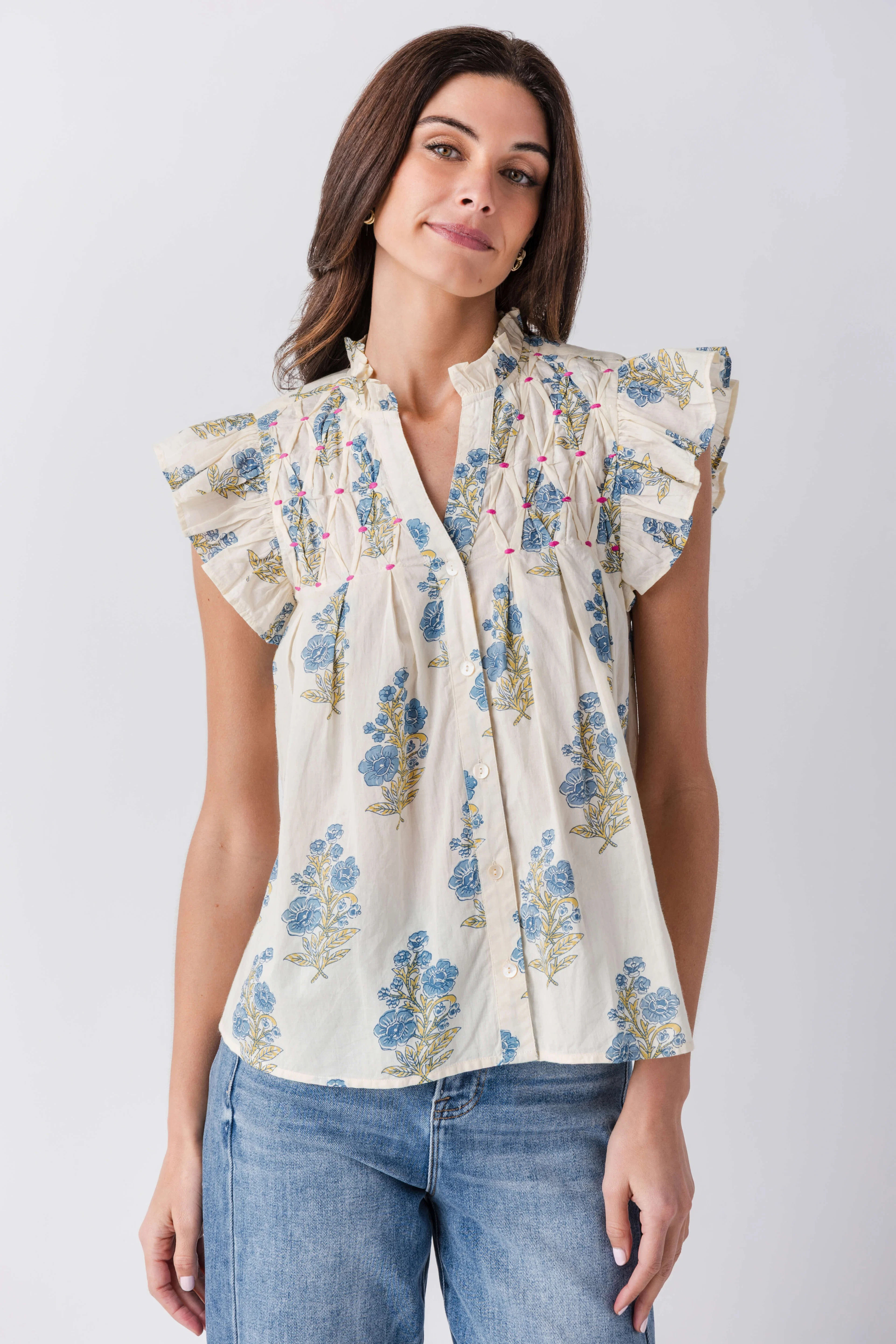 THML Block Print Button Up Top | Social Threads